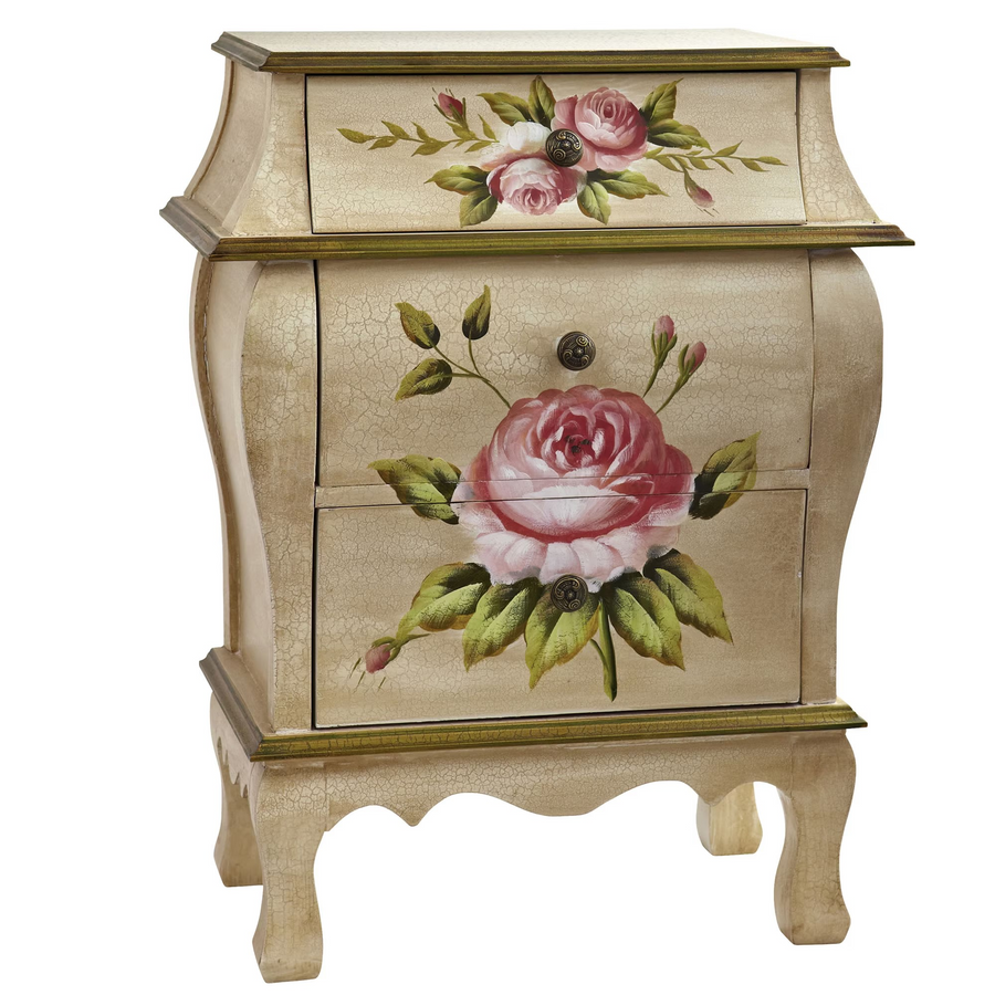 Antique Nightstand w/Floral Art