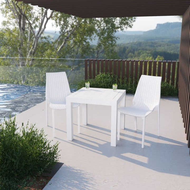 LeisureMod Kent Outdoor Patio Plastic Dining Chair, Set of 2 White Photo.