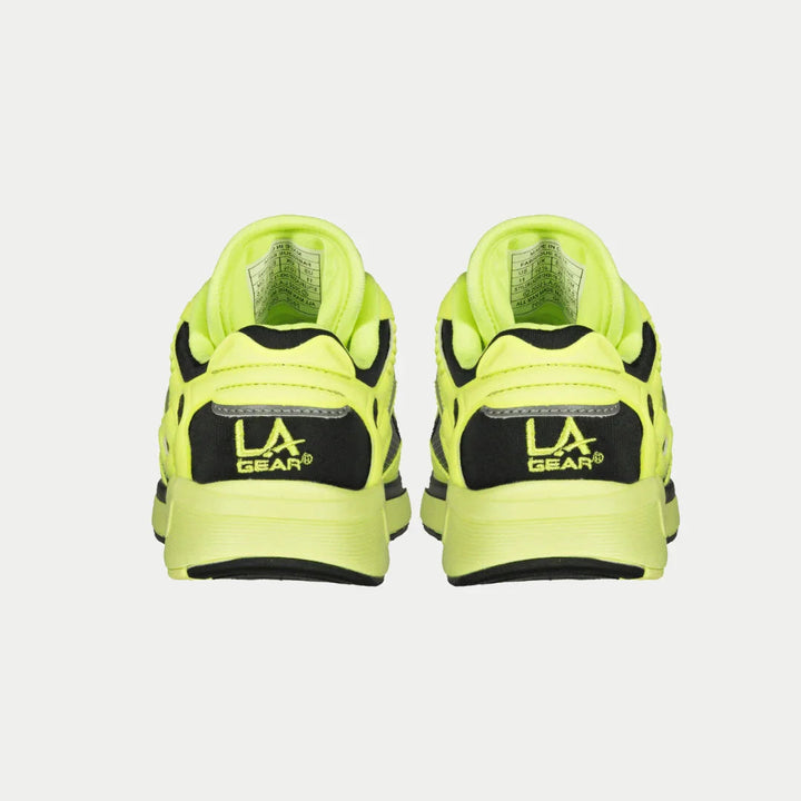 LA Gear Kids Catapult Light-Up x Glow Low Top Neon Yellow x Black Back.