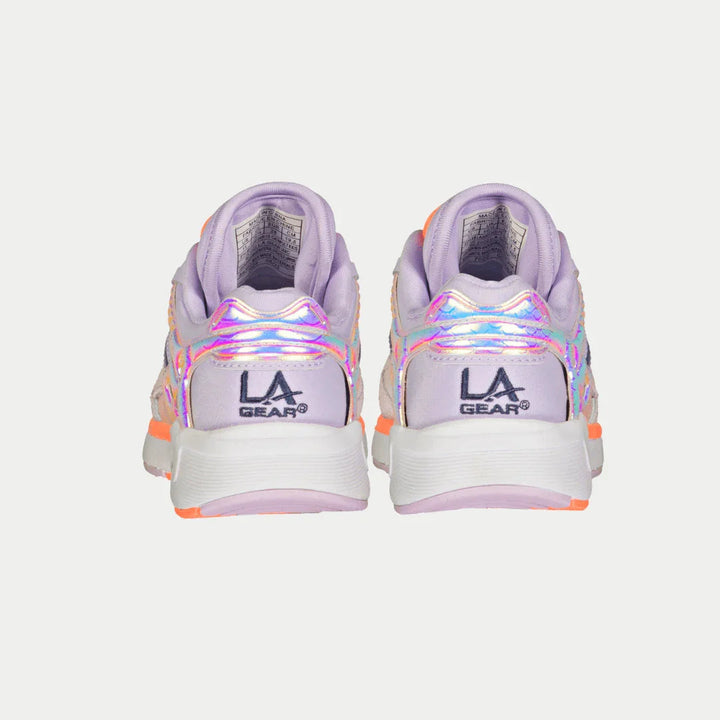 LA Gear Kids Catapult Light-Up Low Top Purple and Orange Back View.