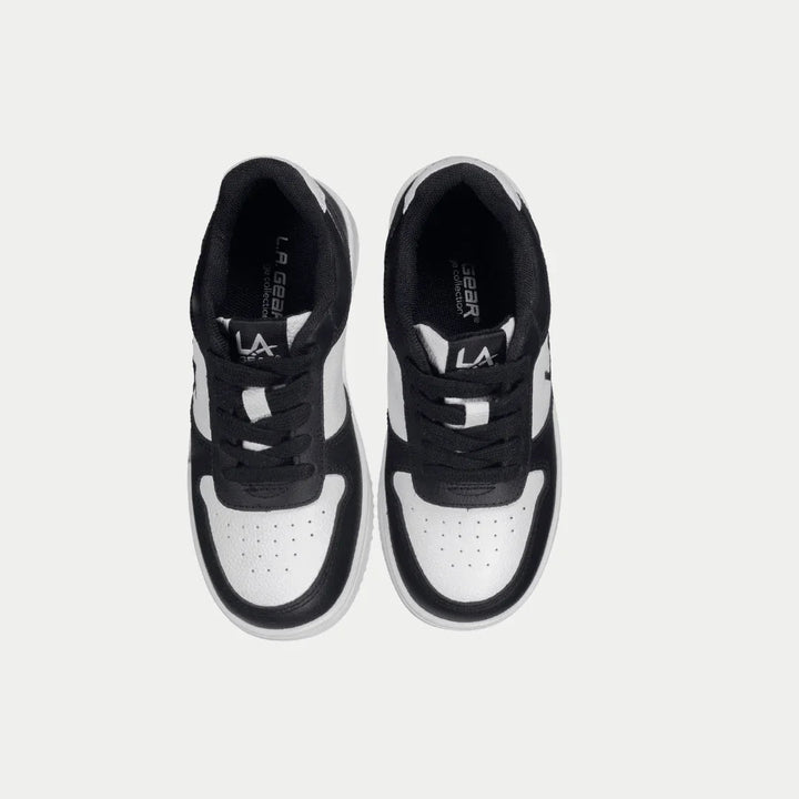 LA Gear Kids Edge Low Top Black and White Logo