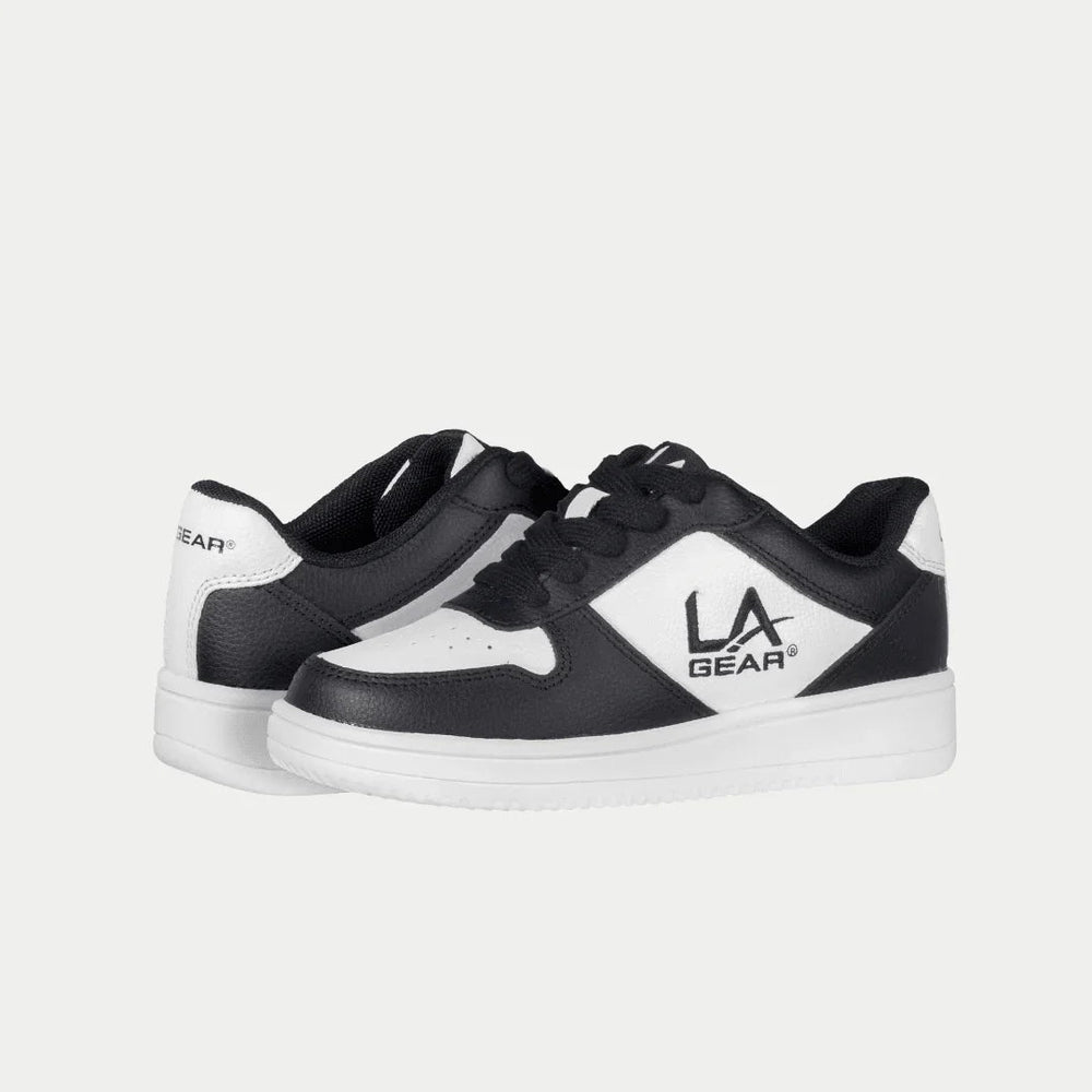 LA Gear Kids Edge Low Top Black and White Logo