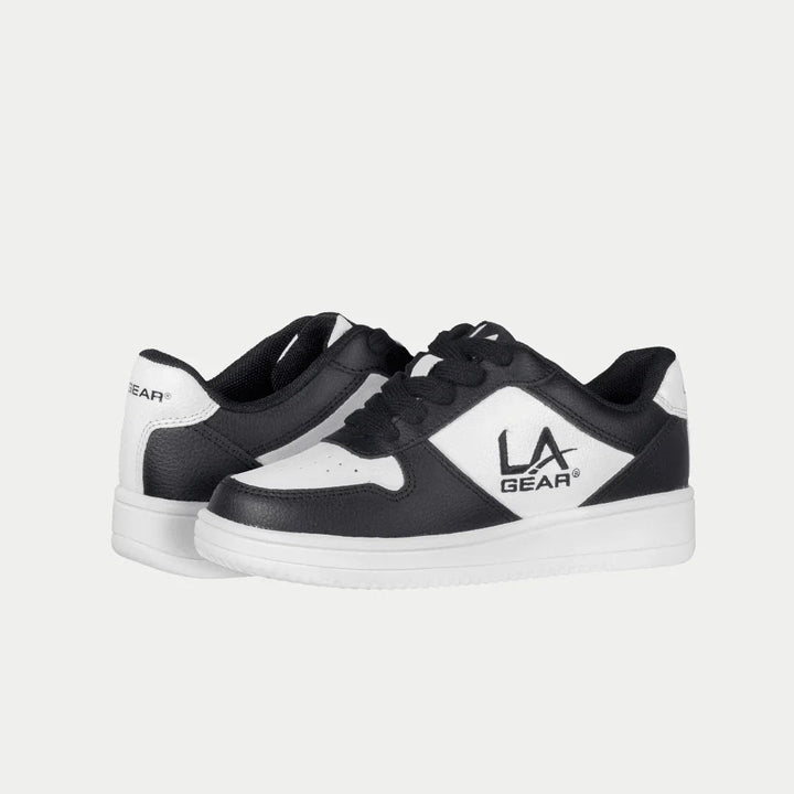 LA Gear Kids Edge Low Top Black and White Logo