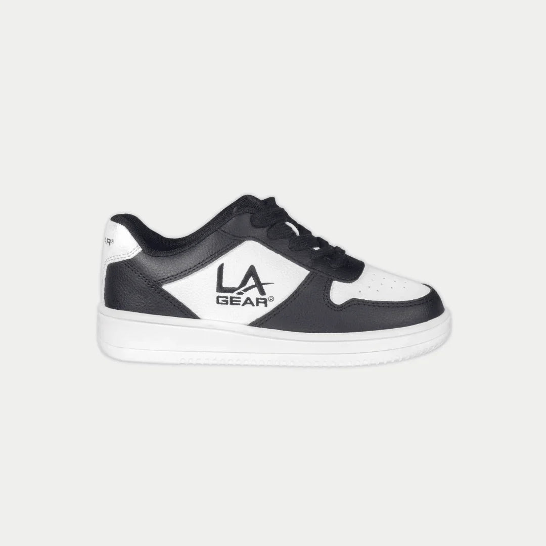 LA Gear Kids Edge Low Top Black and White Logo
