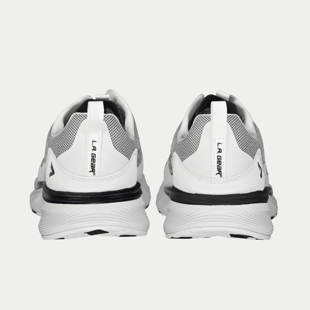 LA Gear Men's Highland Low Top White and Black Back View.