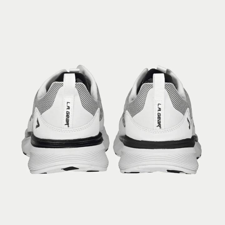LA Gear Men's Highland Low Top White and Black Back View.