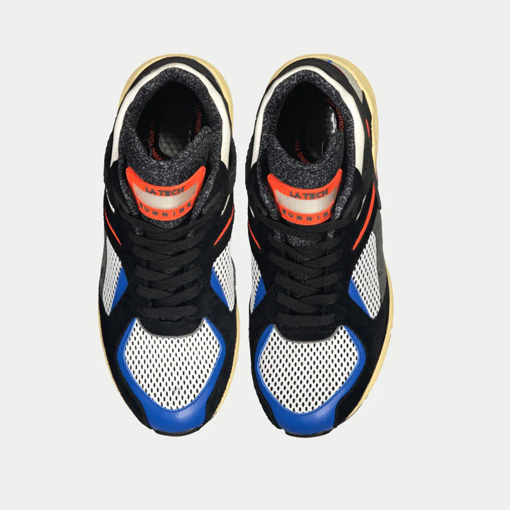 LA Gear Men's Catapult Light-Up Low Top Black and Orange Top View.