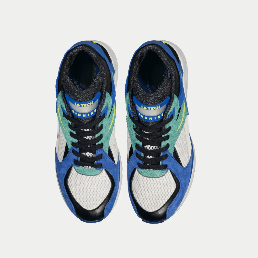LA Gear Men's Catapult Light-Up Low Top Blue x Green Top View.