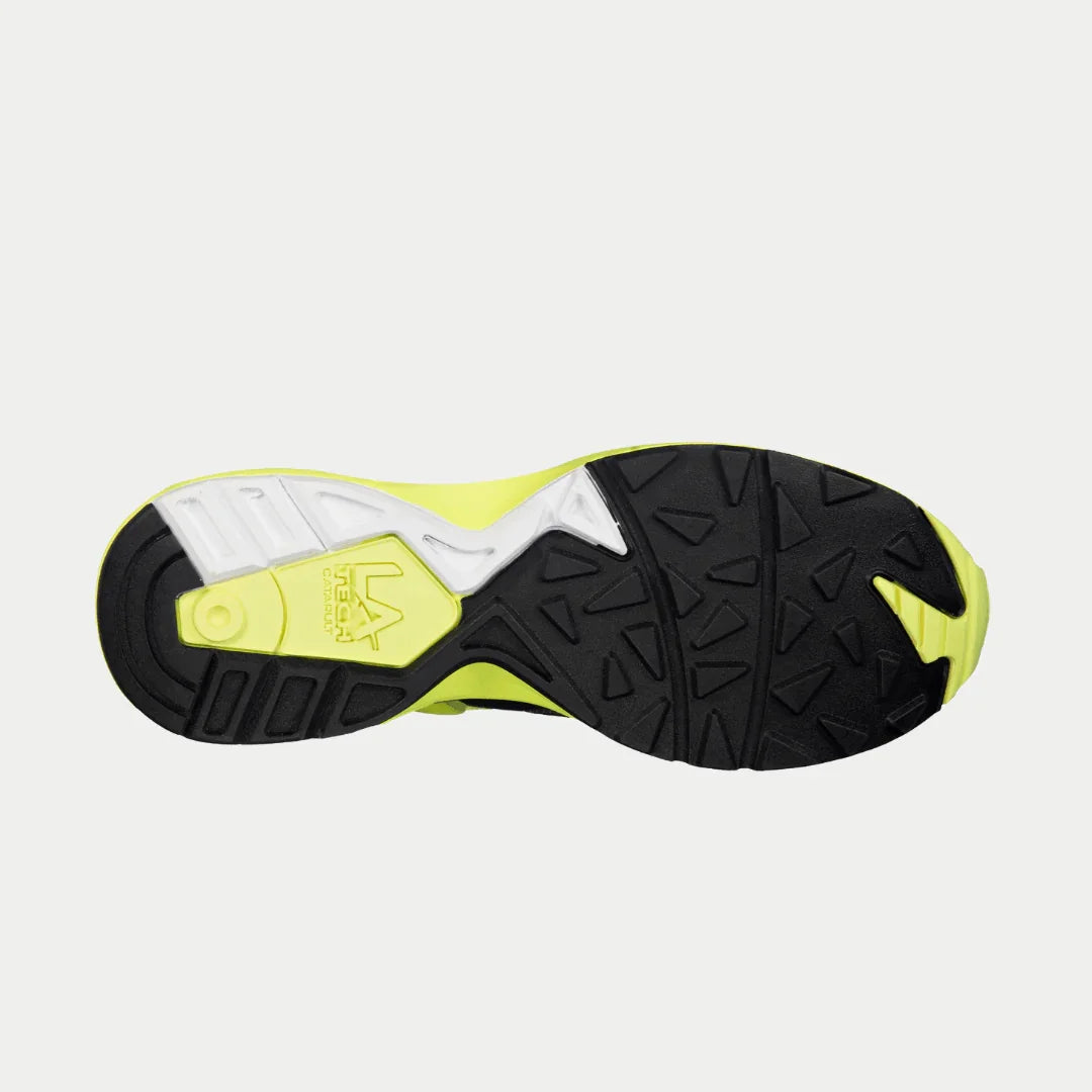 LA Gear Men's Catapult Light-Up x Glow Low Top Neon Yellow and Black Bottom View.