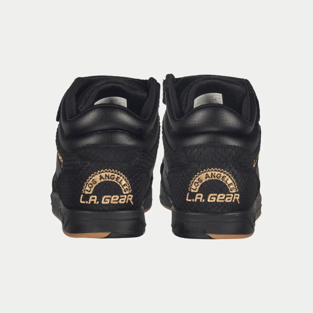 LA Gear Men's Flame Retro High-Top Black Back View.