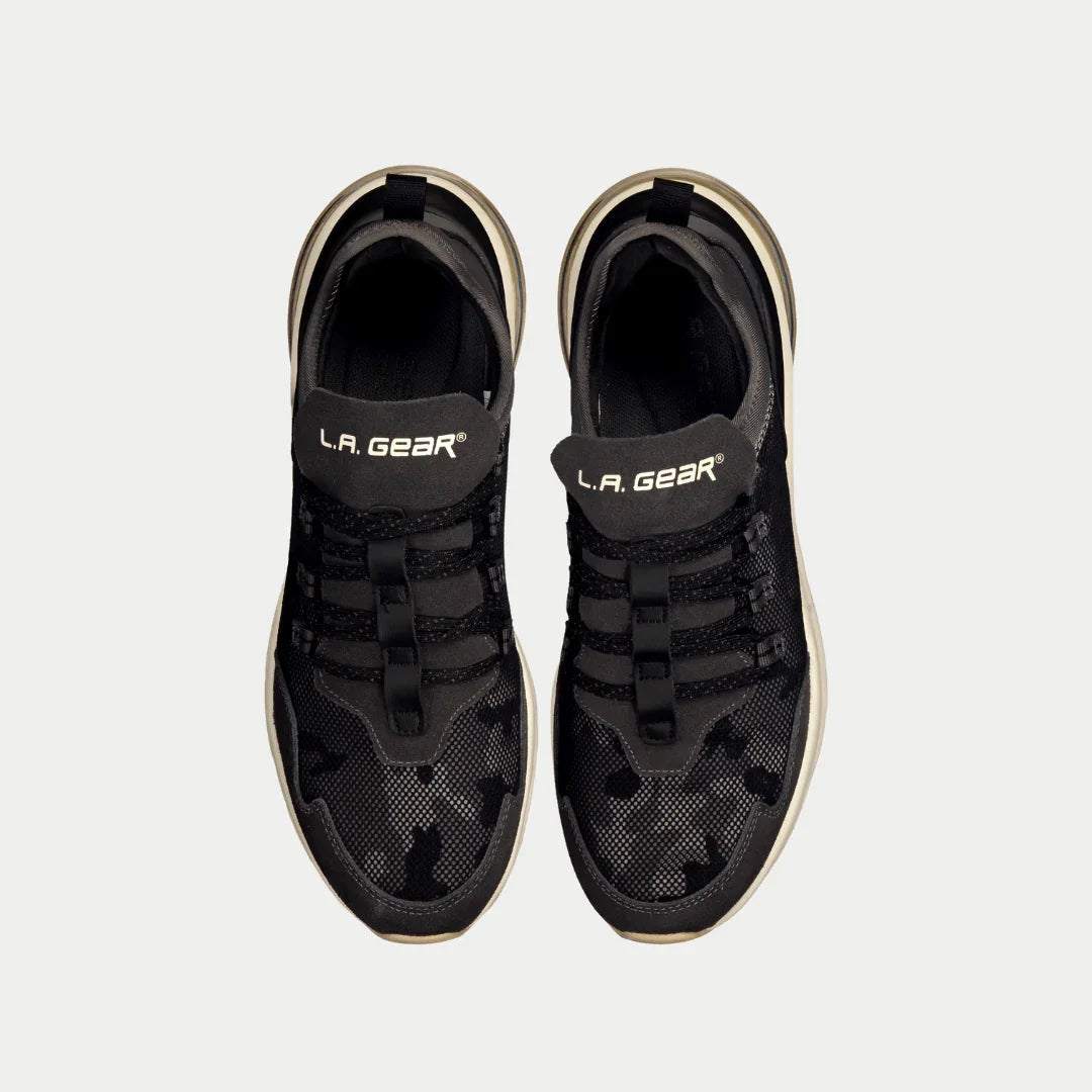 LA Gear Men’s Runyon Low Top Black x Gray Top View.