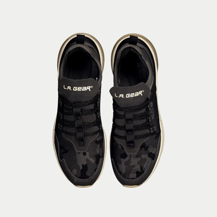 LA Gear Men’s Runyon Low Top Black x Gray Top View.