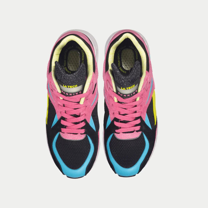 LA Gear Women's Catapult Light-Up Low Top | Black x Pink Top View.