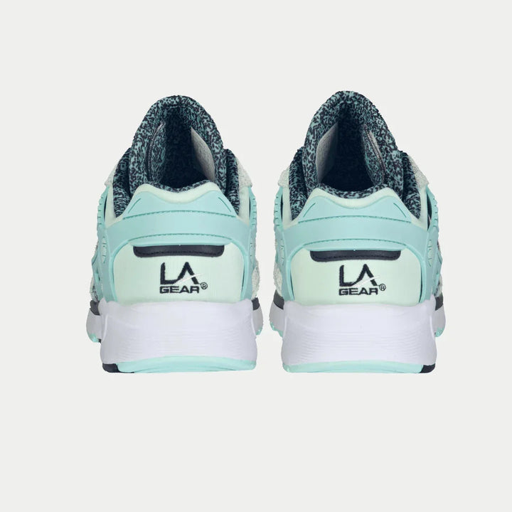 LA Gear Women's Catapult Light-Up Low Top Mint and Black Back View.