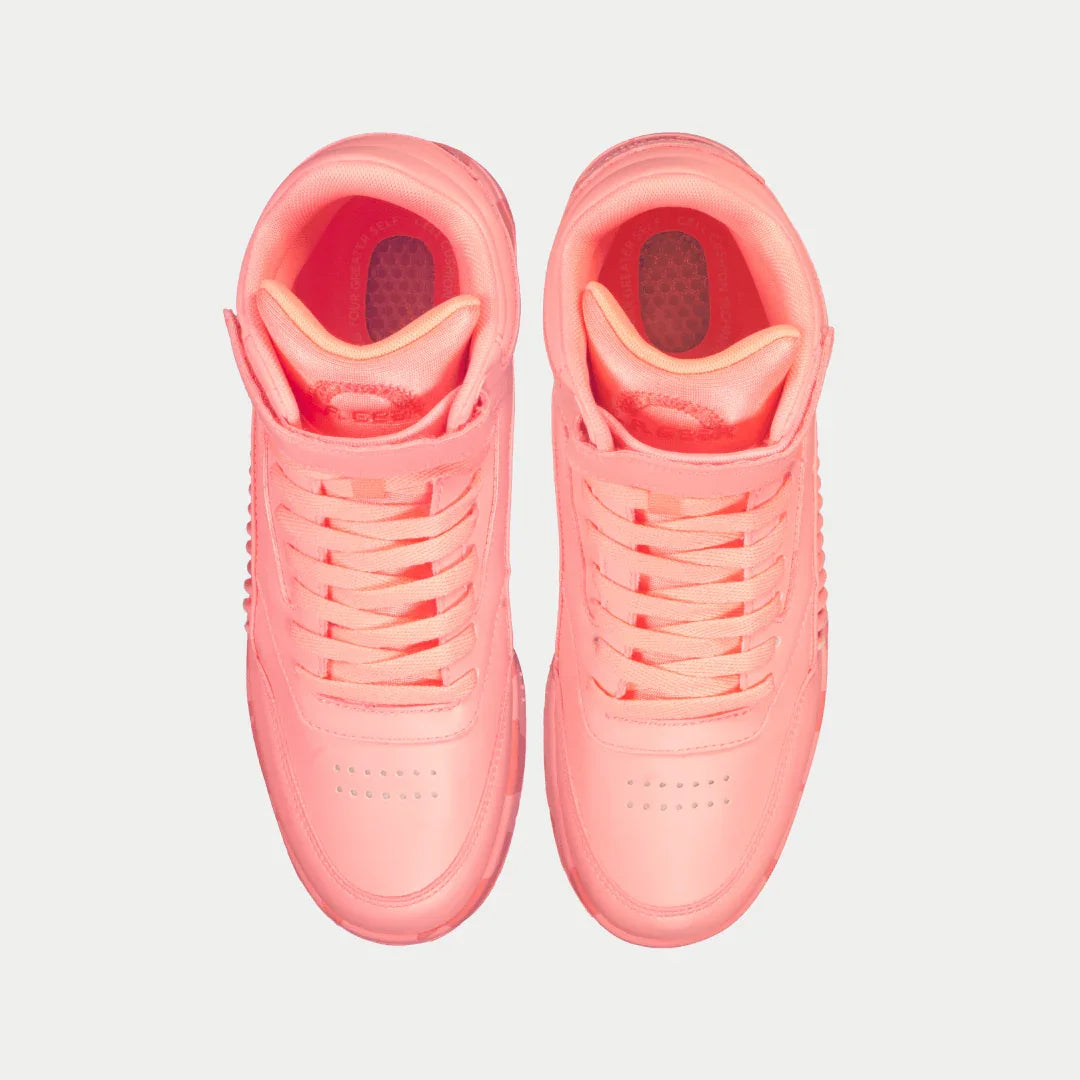 LA Gear Women's Flame High-top Neon Peach Glow Top View.