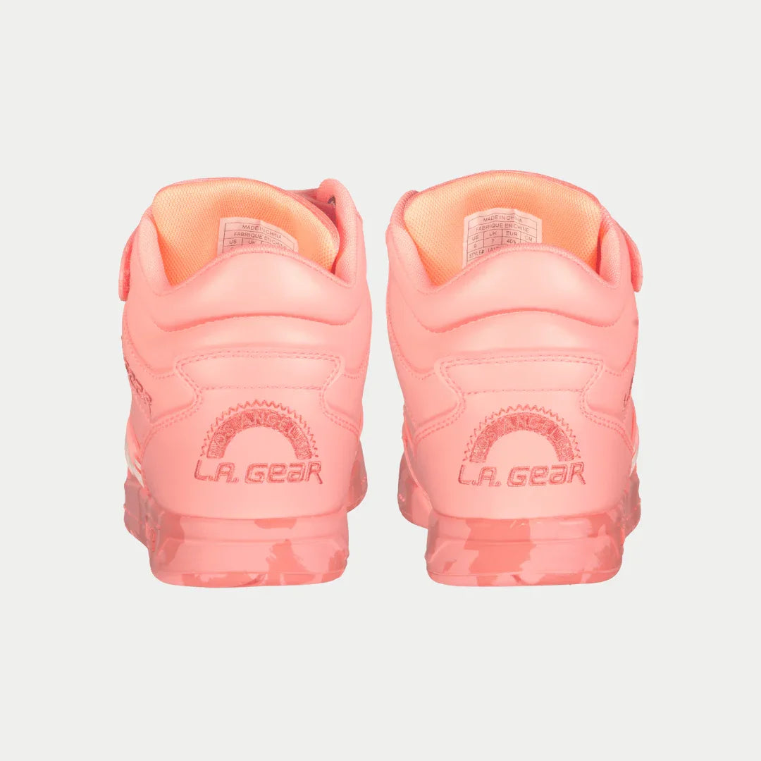 LA Gear Women's Flame High-top Neon Peach Glow Back View.