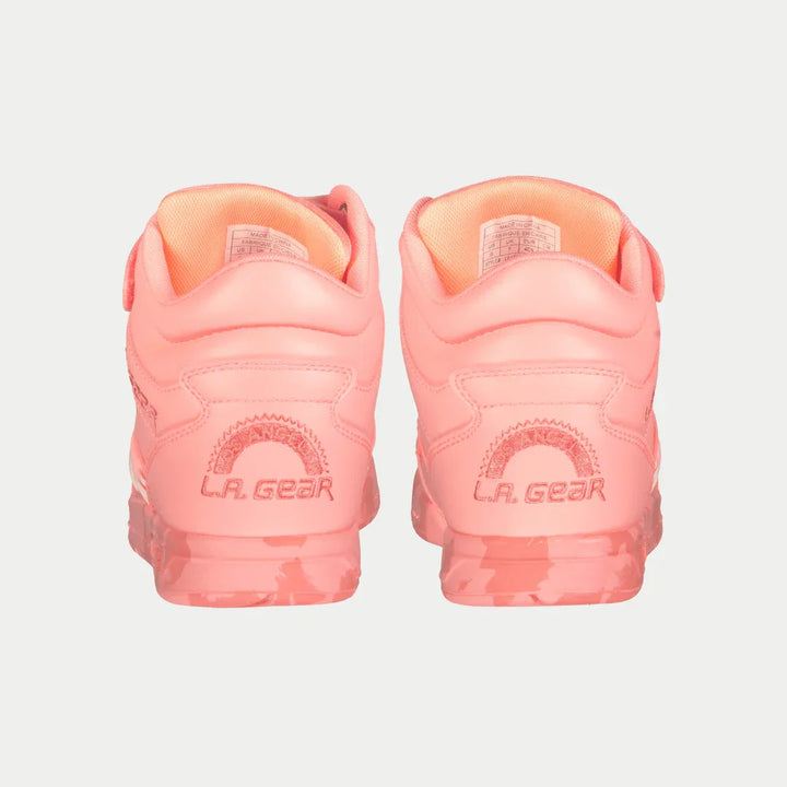 LA Gear Women's Flame High-top Neon Peach Glow Back View.