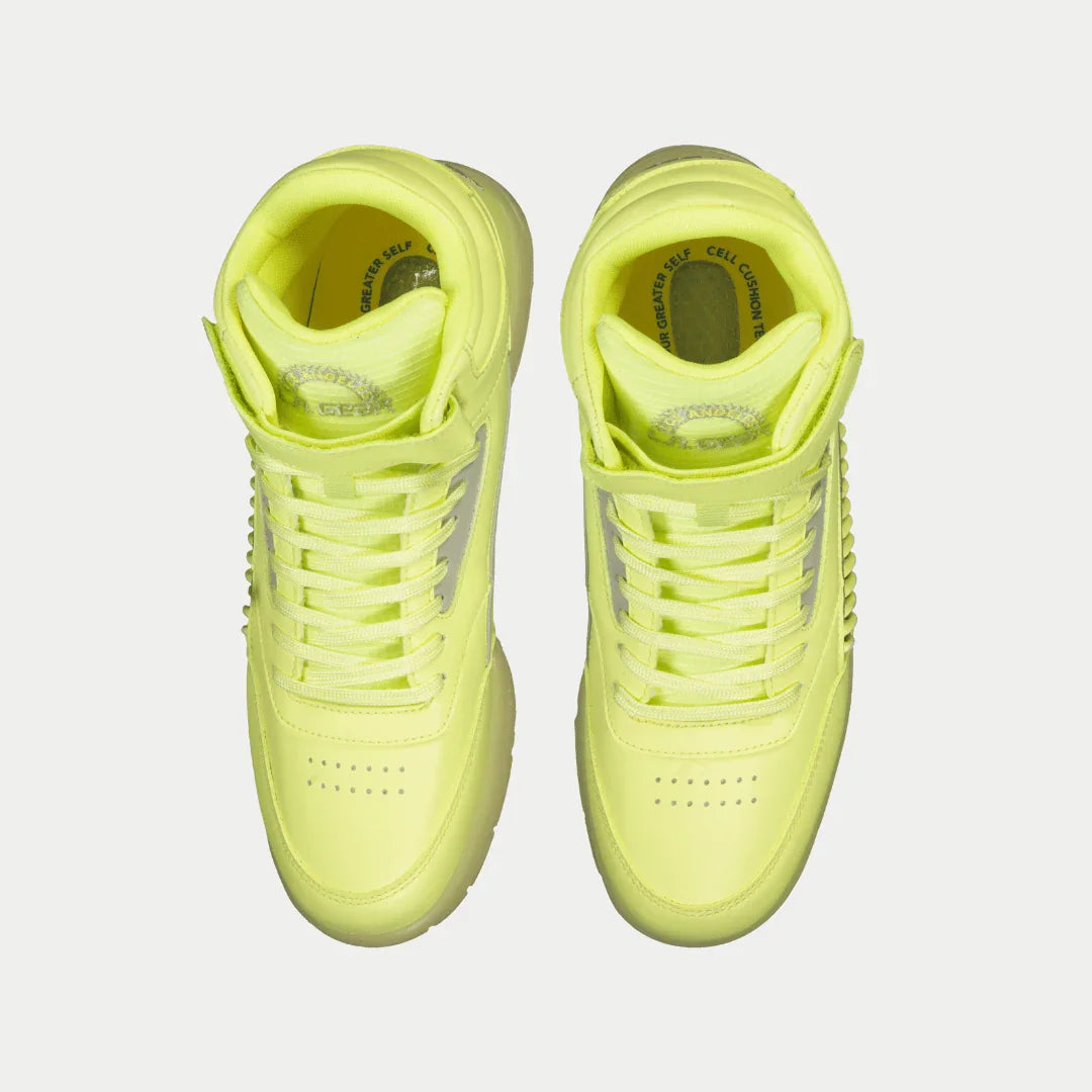 LA Gear Women’s Flame High-top Neon Yellow Glow Top View.