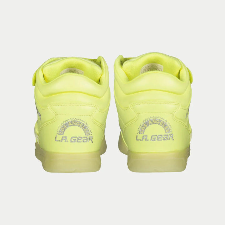 LA Gear Women’s Flame High-top Neon Yellow Glow Back View.