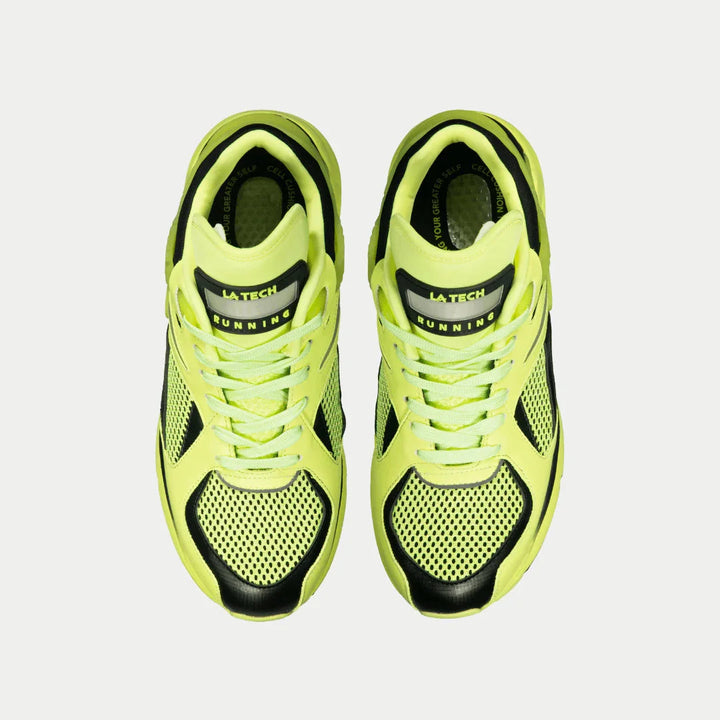 LA Gear Women's Light-Up x Glow Low Top Neon Yellow and Black Top View.