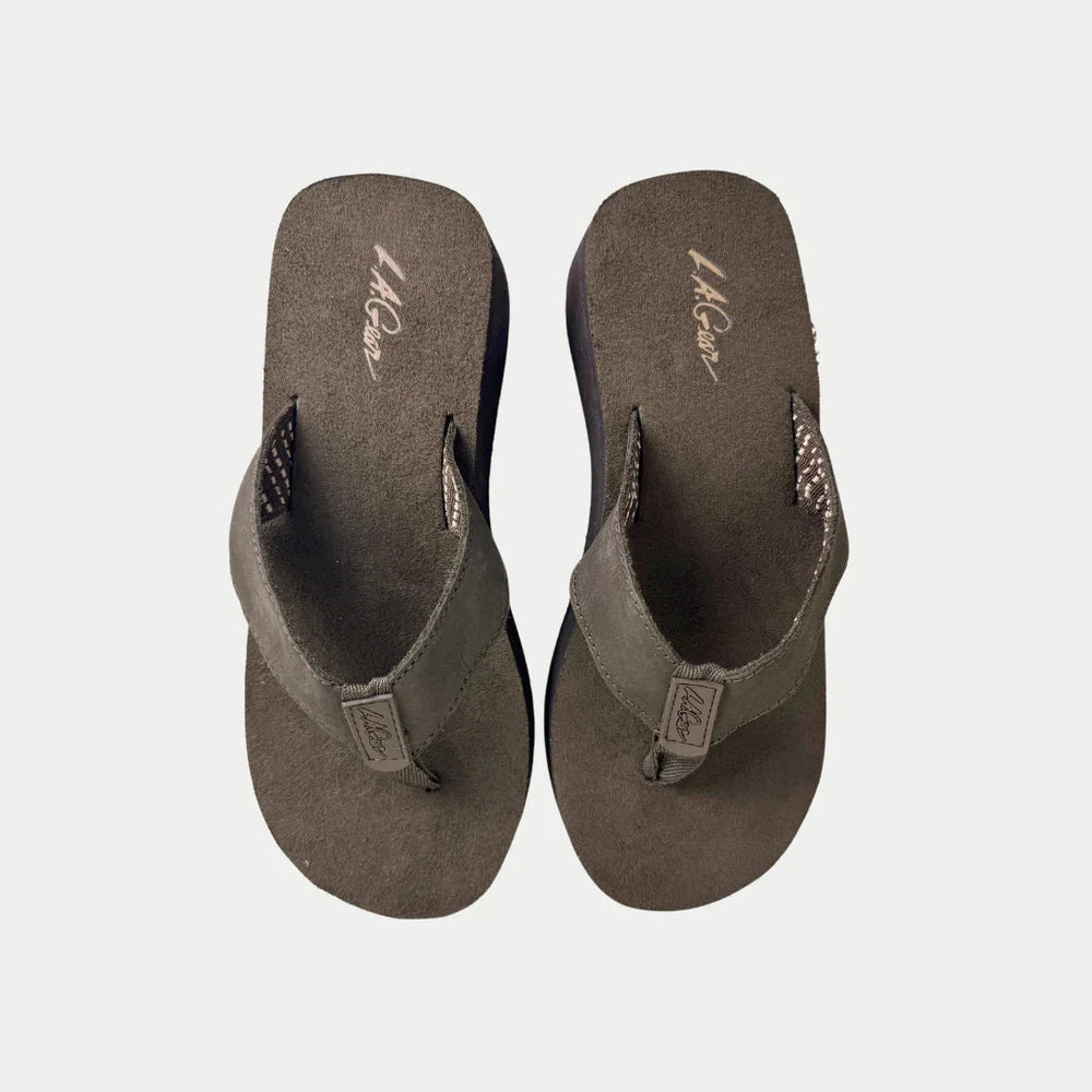 LA Gear Women’s Malibu Flip-Flop Brown Wedge