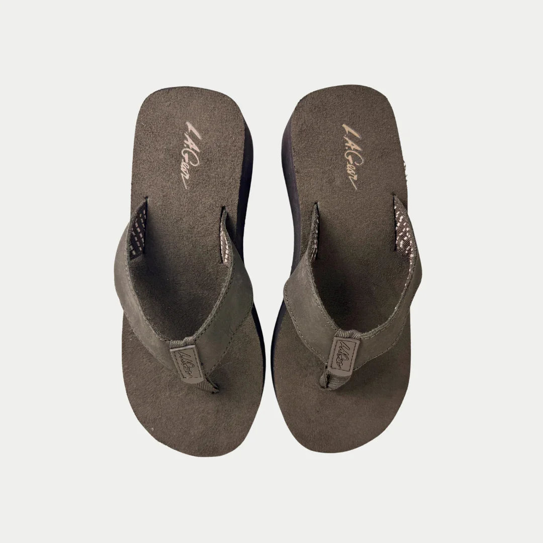 LA Gear Women’s Malibu Flip-Flop Brown Wedge