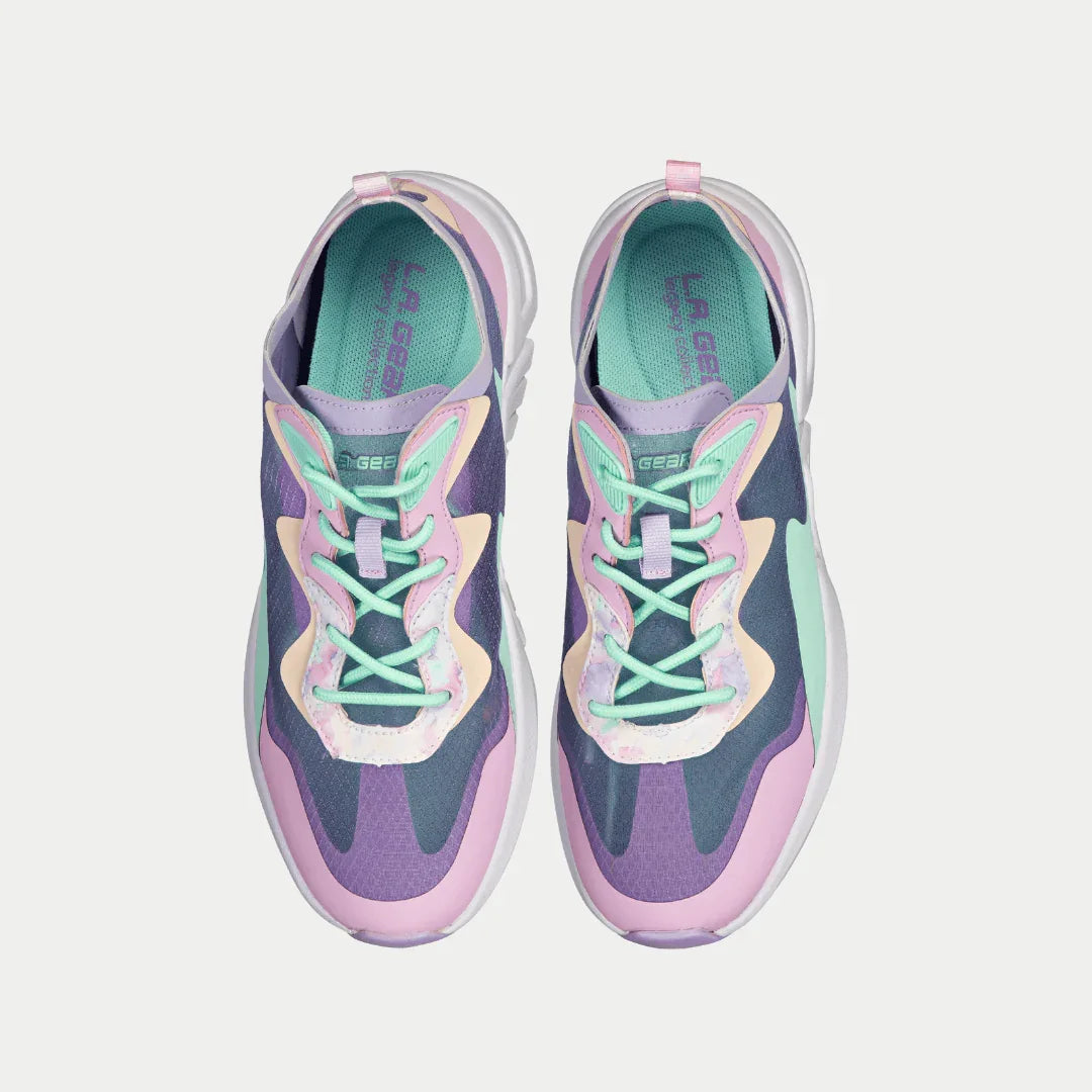 LA Gear Women's Mid-City Low Top Lavender and Pink Top View.