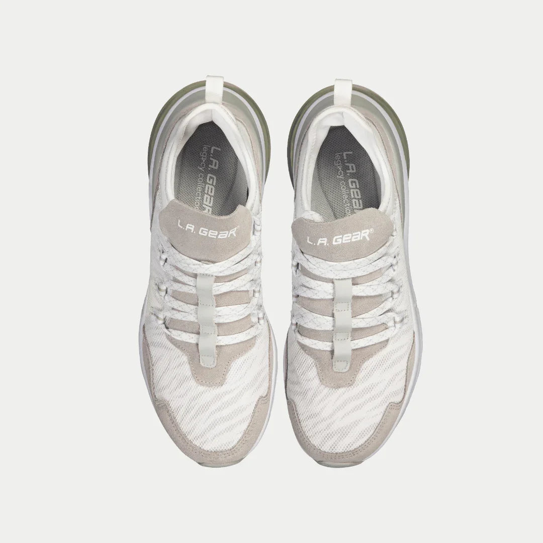 LA Gear Women's Runyon Low Top White x Gray Top View.