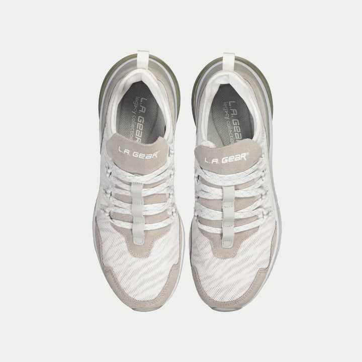 LA Gear Women's Runyon Low Top White x Gray Top View.