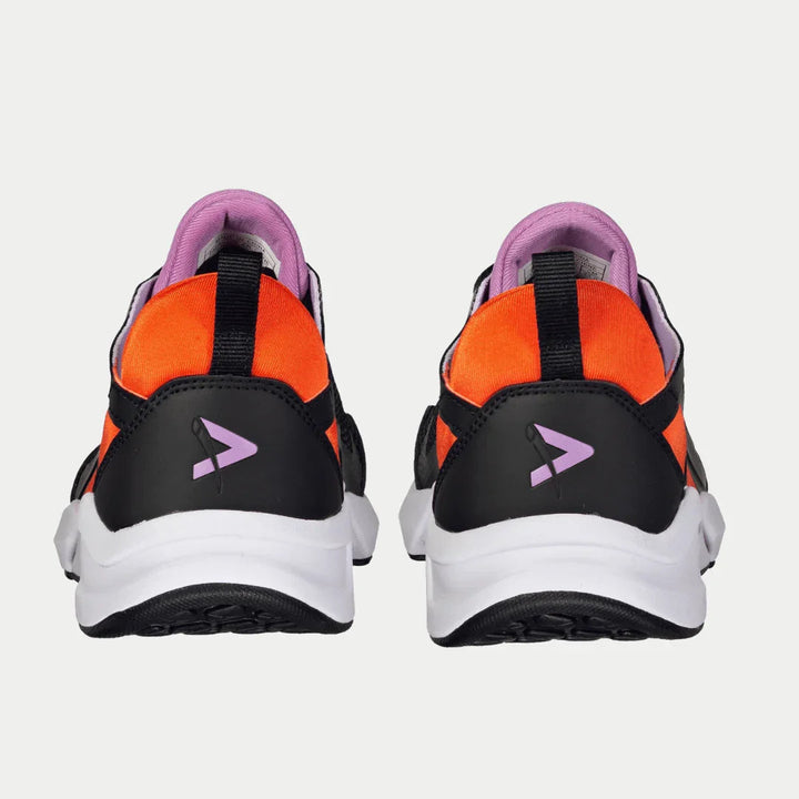 LA Gear Women’s Tarzana Low Top Black x Orange Back View.