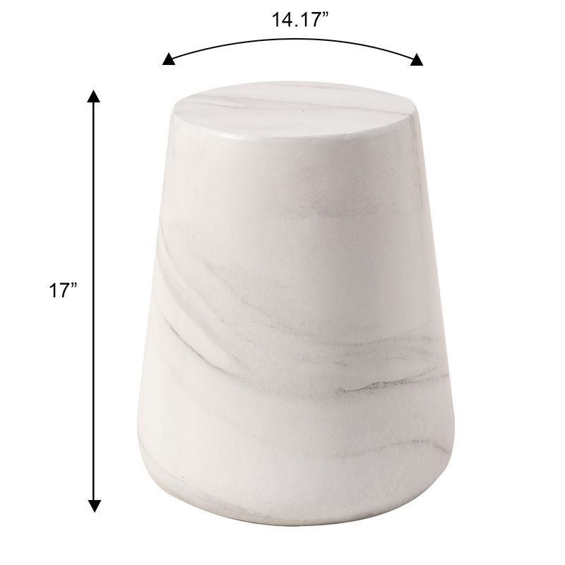 Leisuremod Modern Side End Table Glint Series in Marble White Dimensions.