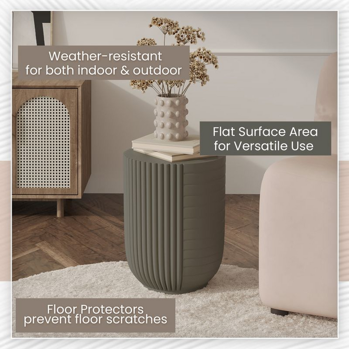 Leisuremod Modern Side End Table Trove Series in Green Grey Description.