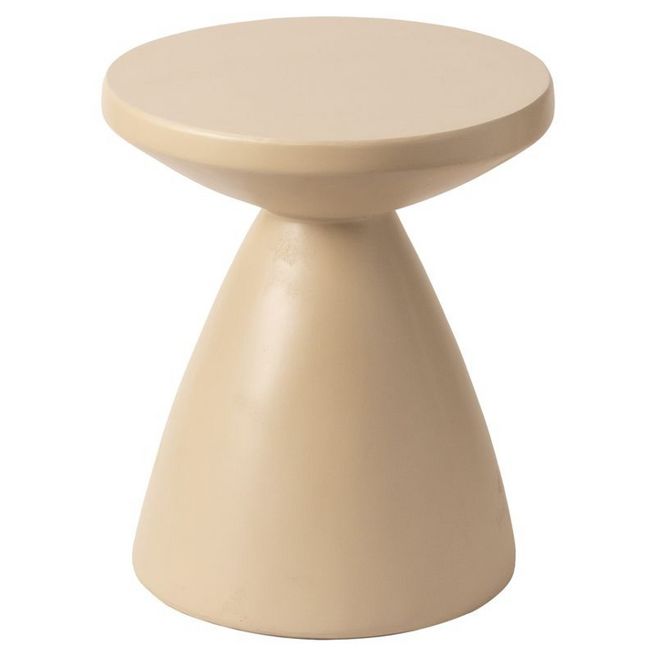 LeisureMod Dune Collection Fiberglass Outdoor Side Table in Beige Photo.