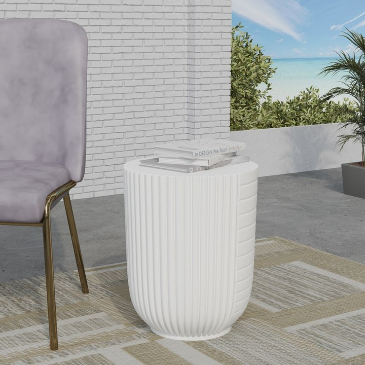 Leisuremod Modern Side End Table Trove Series in White Photo.