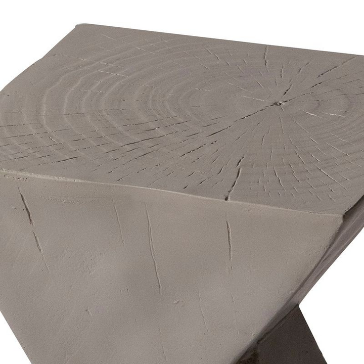 LeisureMod Glint Collection Fiberglass Outdoor Side Table in Grey Closeup.