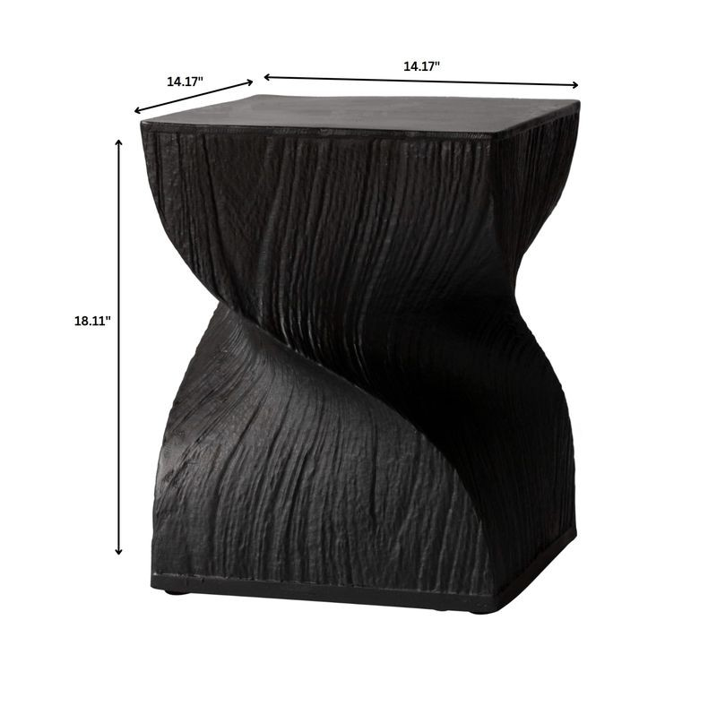 LeisureMod Onyx Collection Fiberglass Outdoor Side Table in Black Dimensions.