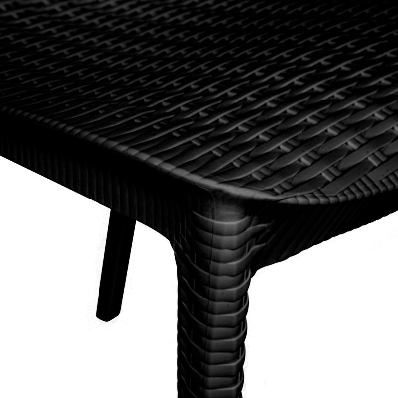 LeisureMod Kent Outdoor Patio Plastic Dining Chair, Set of 2 Black Zoomed In.