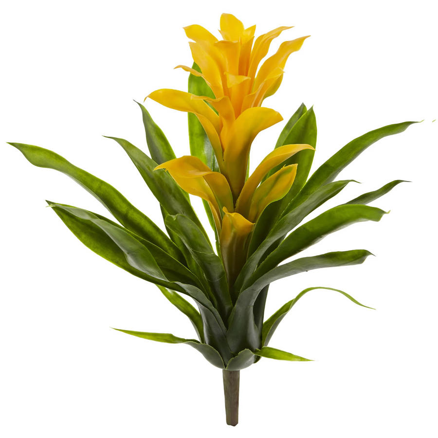 15” Bromeliad Artificial Flower (Set of 4) Yellow