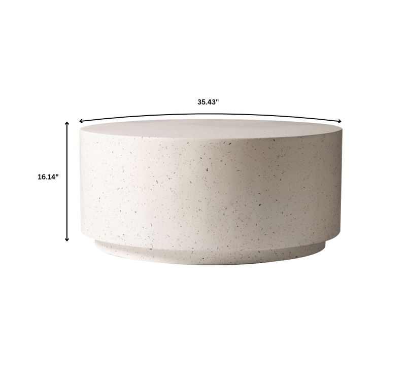 LeisureMod Terra Collection Fiberglass Outdoor Coffee Table In White