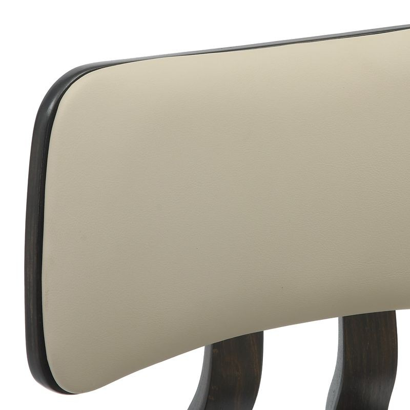 LeisureMod 5-Piece Dining Set with Round Wooden Table in Walnut and 4 Leather Dining Chairs in Dark Walnut/Taupe Backrest.