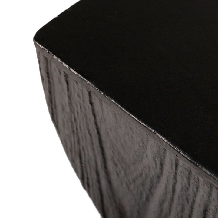 LeisureMod Onyx Collection Fiberglass Outdoor Side Table in Black Closeup.