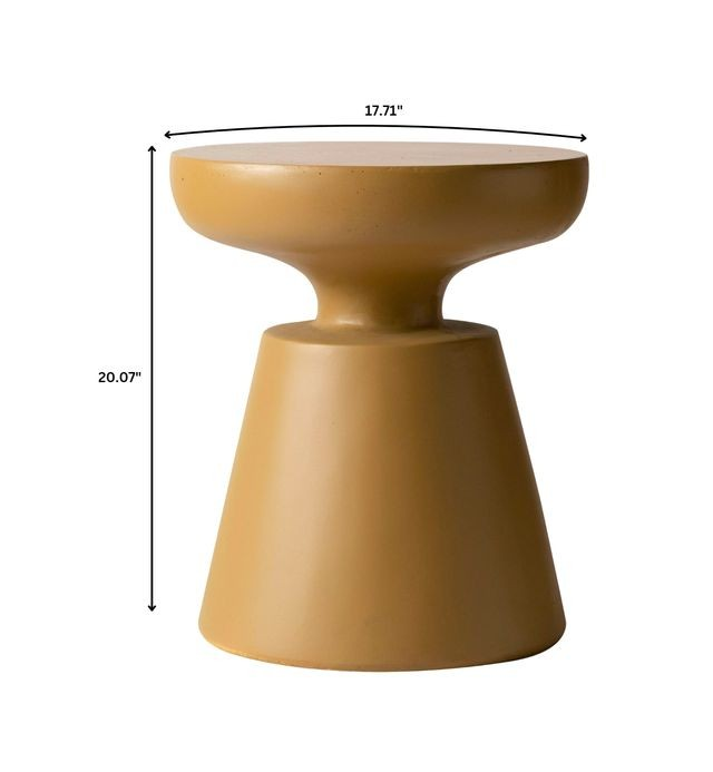 LeisureMod Isle Collection Fiberglass Outdoor Side Table in Brown Dimensions.