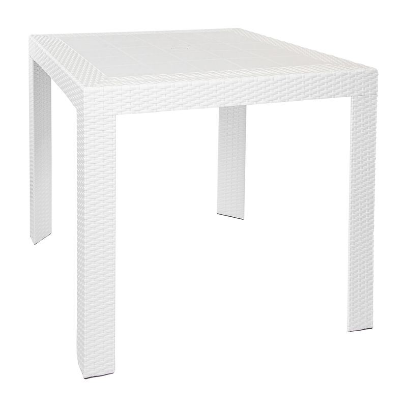 LeisureMod Mace Weave Design Outdoor Dining Table White