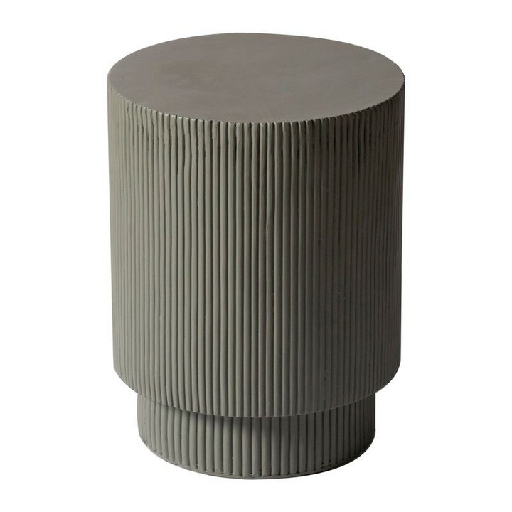 LeisureMod Eden Collection Fiberglass Outdoor Side Table in Grey
