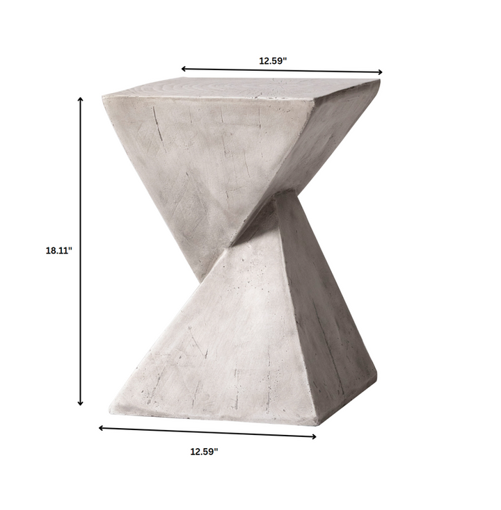 LeisureMod Glint Collection Fiberglass Outdoor Side Table in Marble White Dimensions.