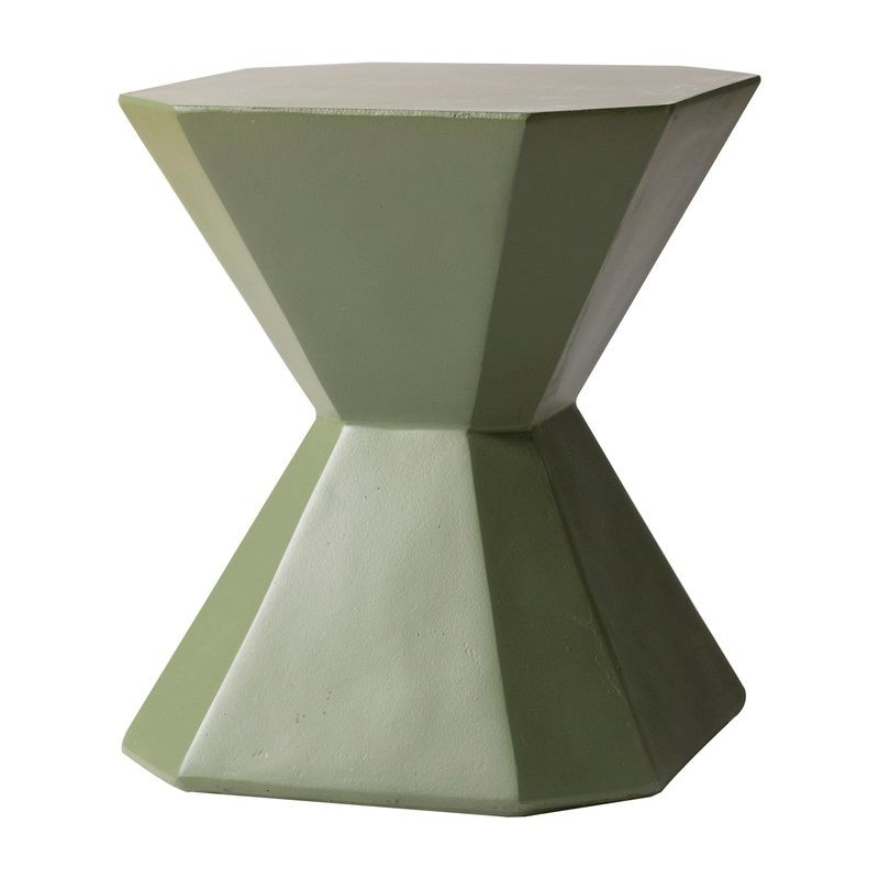 LeisureMod Azure Collection Fiberglass Outdoor Side Table in Olive Green