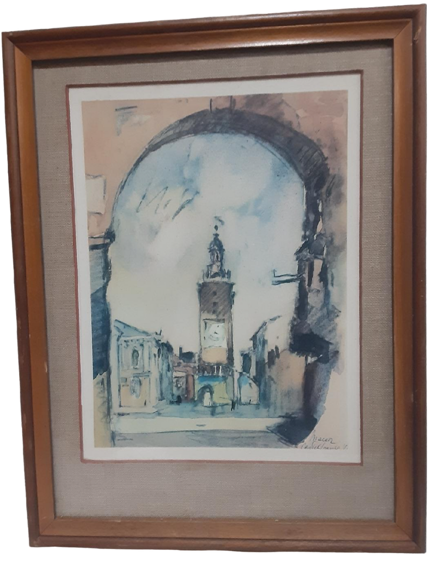 Print of a France Scene Signed Front Photo with Frame
