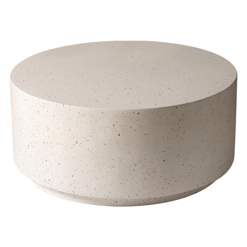 LeisureMod Terra Collection Fiberglass Outdoor Coffee Table In White