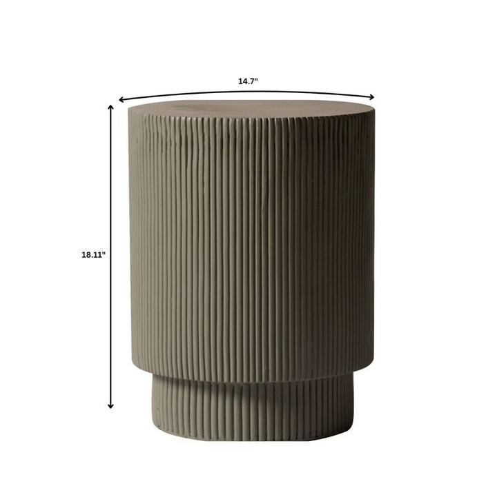 LeisureMod Eden Collection Fiberglass Outdoor Side Table in Grey Dimensions.