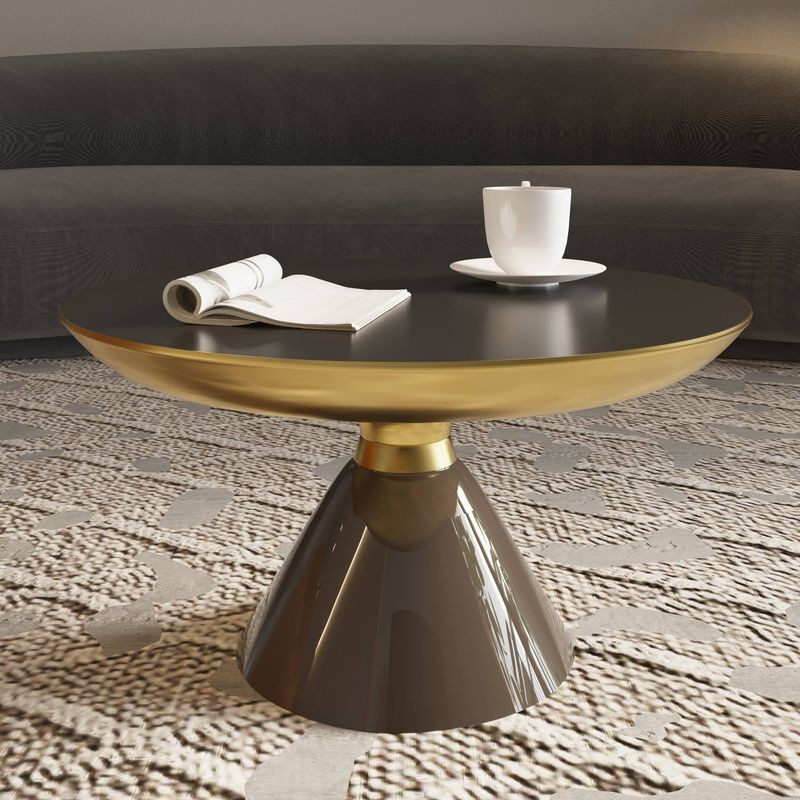 Leisuremod Hyalus Collection Glass Coffee Table in Smoke in Room.